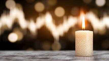 Wall Mural - Serene candle glowing with blurred bokeh background