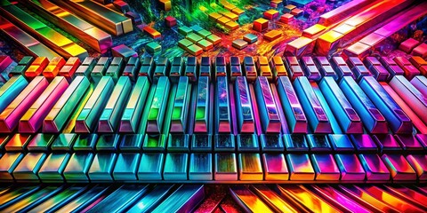 Poster - Creative Conceptual Photography Exploring the Intricacies of the Qwerty Keyboard in a Surreal Composition with Colorful Elements and Unique Perspectives