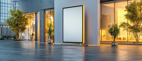 Poster - Modern retail display showcasing digital sign in urban setting