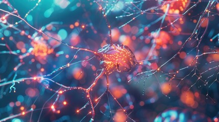 Poster - complex network of interconnected neurons transmitting data, symbolizing the intricate workings of a