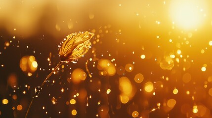 Poster - Glowing Golden Abstract Nature Background with Shimmering Sparkles and Ethereal Radiance
