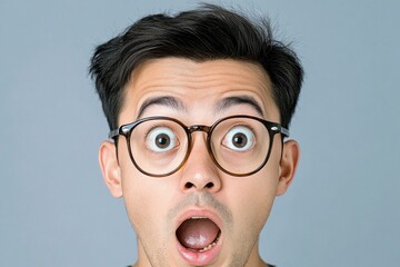 Poster - A dynamic shot of a person covering their face in shock, their wide eyes and open mouth showing disbelief