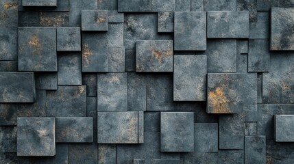 Poster - Modern Abstract Texture of Dark Stone Blocks on a Wall Surface