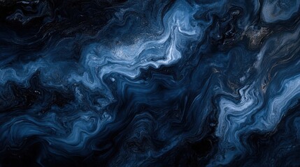 Poster - Abstract Blue and Black Fluid Art Background for Creative Projects