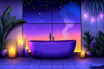 Aufkleber - A pixel art depiction of a person using an epilation device in a cozy, retro bathroom with small animated sparkles and steam rising from a nearby bath