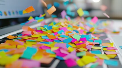 Poster - Vibrant Explosion of Colorful Abstract Geometric Shapes on Studio Background