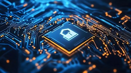 Wall Mural - Security Features fortifying microchips with encryption, secure boot protocols, and advanced protection for critical data and operations