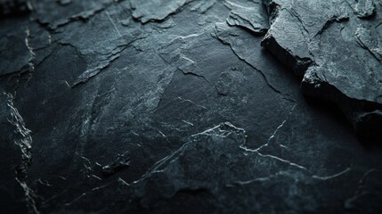 Poster - dark textured surface with layers and cracks in natural stone
