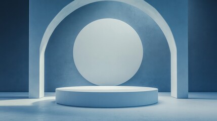 Poster - minimalist studio space with geometric shapes and soft lighting