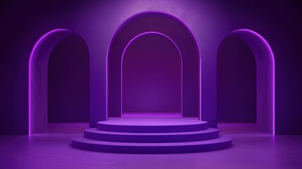 Poster - Elegant Purple Background with Arches and Podium for Presentations