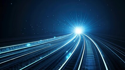 Poster - Futuristic Abstract Light Trails in a Dark Environment with Bright Central Illumination