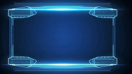 Poster - Futuristic Blue Frame with Neon Elements for Modern Design and Technology Background
