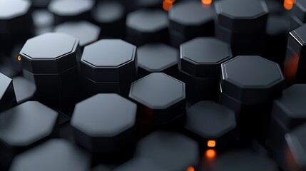 Poster - Abstract 3D Background Featuring Hexagon Shapes and Glowing Lights