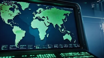 Poster - Detailed Visualization of Global Map with Interactive Elements on Digital Display