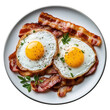 © Anastasia - white plate with fried eggs with crispy bacon isolated on a transparent background