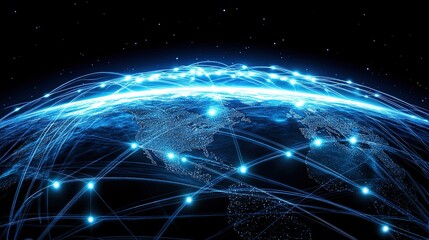 Poster - World map, network connectivity, data exchange and telecommunication, 8k