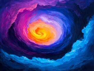 Poster - The interplay of blue and orange in a swirling gradient produces a striking visual impact.