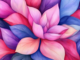 Poster - A lively abstract pattern with overlapping, vivid petals.