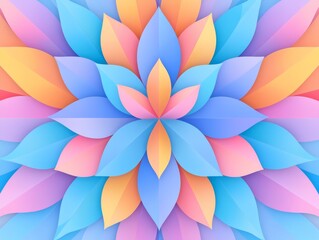 Poster - A dynamic, symmetrical mandala with bright, colorful flower patterns.