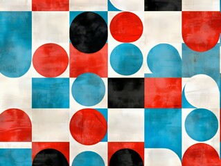 Poster - An abstract artwork with colorful shapes and textured backgrounds.