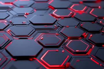 Poster - A modern circuit board layout showcasing luminous red parts.
