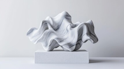 Poster - A contemporary marble sculpture with curved lines and an open center.