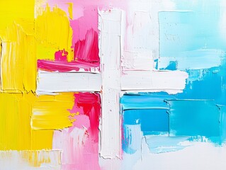 Poster - A lively abstract artwork featuring vivid hues and rough brushwork.