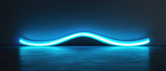 Wall Mural - abstract blue neon light wave, glowing modern design element