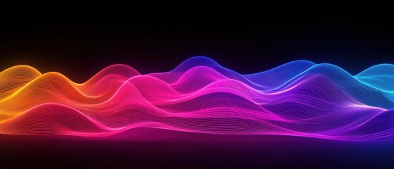 Wall Mural - abstract vibrant neon wave background, digital art, colorful energy