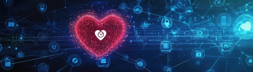 Digital heart symbolizing health technology and connectivity in a modern world.