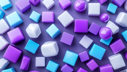 Poster - A 3D abstract rendering featuring geometric shapes. A contemporary background with basic forms. A minimalistic design incorporating cubes and triangles, suitable for posters, covers, branding,