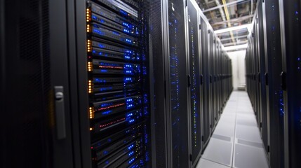 Poster - data center operations high-tech facility photography industrial environment close-up view modern te