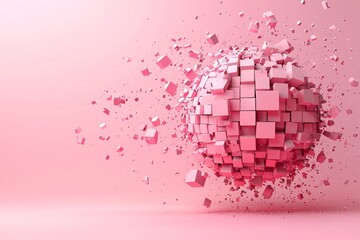 Poster - Abstract 3D illustration featuring geometric shapes, composed of cubes. A contemporary design suitable for posters, covers, branding, banners, and placards.
