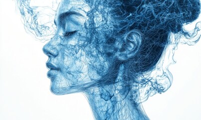 Poster - Contemporary abstract representation of a human face in 3D.