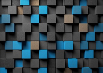 Aufkleber - An abstract 3D illustration of a contemporary form made from cubes, creating a geometric background design.