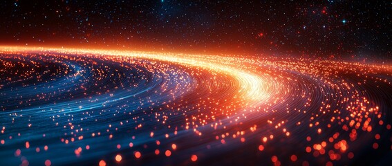 Poster - an abstract background featuring blue and red light rays depicting futuristic speed motion.