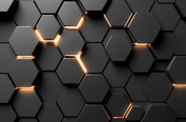 Poster - A futuristic 3D depiction of a surface covered in hexagonal patterns.
