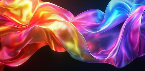 Poster - A 3D render of shimmering, colorful lines on a black backdrop.