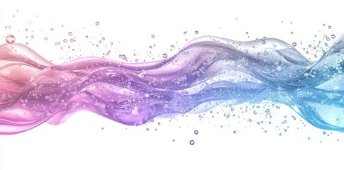 Poster - A 3D render of an abstract, wavy, iridescent shape set against a light background.