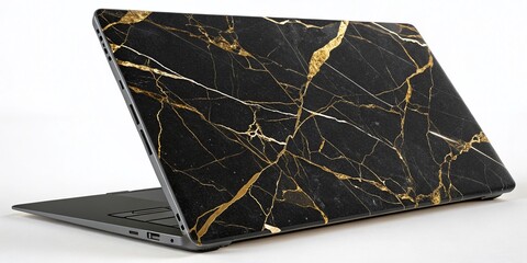 Poster - Elegant Plain Black and Gold Smooth Marble Background Perfect for Product Photography with Generative AI Technology for Stunning Visuals and Design Applications