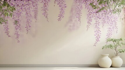 Poster - Floral wall art installation modern interior decorative content serene environment aesthetic viewpoint nature-inspired concept