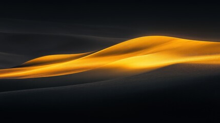 Poster - Dynamic golden waves abstract visualization digital art dark background close-up fluid motion concept for creative inspiration