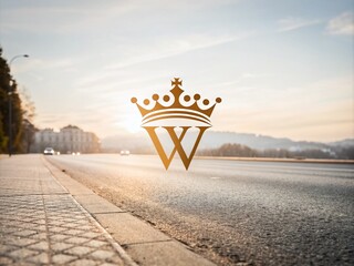 Poster - Elegant W Logo Design with Royal Crown Illustration, Perfect for Branding, Business Identity, and Creative Projects in a Panoramic View