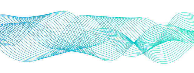 Poster - Abstract colorful Blue glowing frequency sound wave with curved lines. Curved wavy lines tech futuristic motion. Geometric technology and frequency gradient lines. Dynamic gradient flowing wave