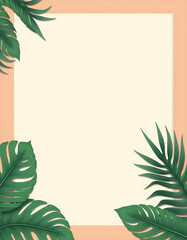 Poster - The summer promotional ad features a calming pastel color background with lush tropical leaves for a visually appealing design._00002_