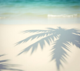 Poster - Summer and holiday backgrounds feature selective focus on white sand and the shadow of a tree leaf in the distance._00002_