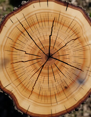 Poster - Rustic wooden tree stump texture suitable as a natural chopping board background material for earthy home and interior design themes._00002_