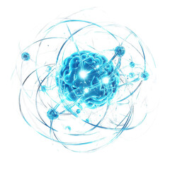 Poster - Neural Glow. Digital Blue Brain with Interconnected Lines