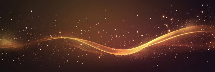 Fototapete - Abstract golden glitter wave flows gracefully across a dark backdrop, providing perfect space for personalized text or designs. Generative AI
