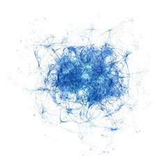 Poster - Neural Glow. Digital Blue Brain with Interconnected Lines